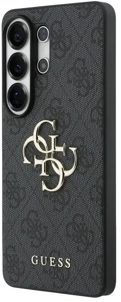 Guess PU 4G Metal Logo dėklas skirtas Samsung Galaxy S25 Ultra pilkos spalvos