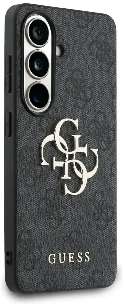 Guess PU 4G Metal Logo dėklas skirtas Samsung Galaxy S25+ pilkos spalvos