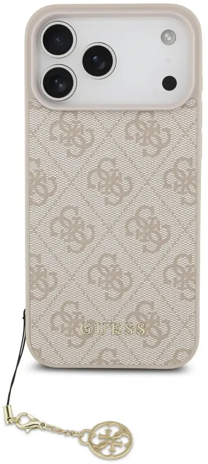 Guess 4G Charm dėklas skirtas Apple iPhone 17 Pro Max Tone on Tone rožinės spalvos