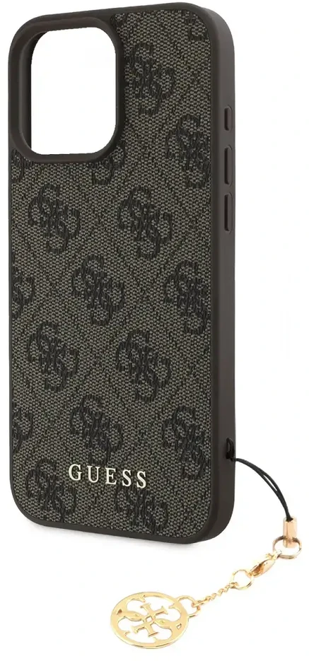 Guess 4G Charm Apple iPhone 16 Pro Max Tone on Tone dėklas telefonui rudos spalvos