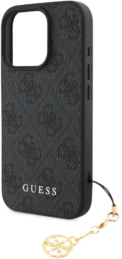 Guess 4G Charm Apple iPhone 16 Pro Max Tone on Tone dėklas telefonui pilkos spalvos