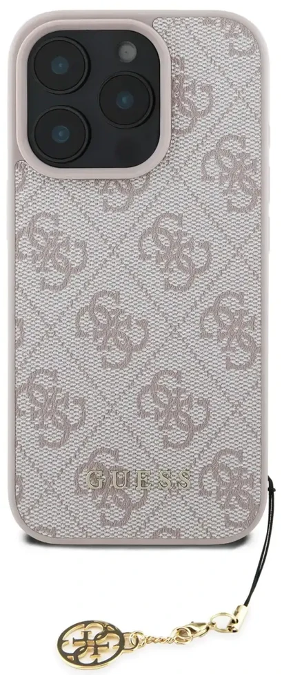 Guess 4G Charm dėklas skirtas Apple iPhone 16 Pro Max Tone on Tone Rožinė