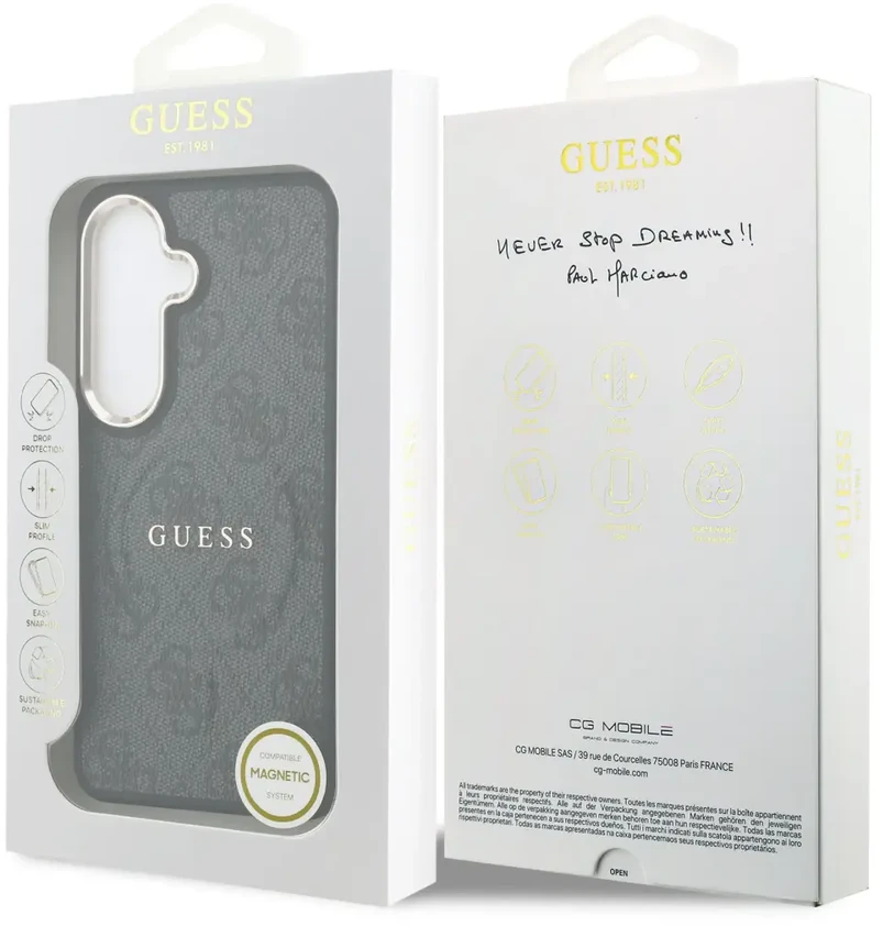 „Guess 4G Gold Frame“ telefono dėklas, skirtas „Samsung Galaxy S26“ (S942), juodas