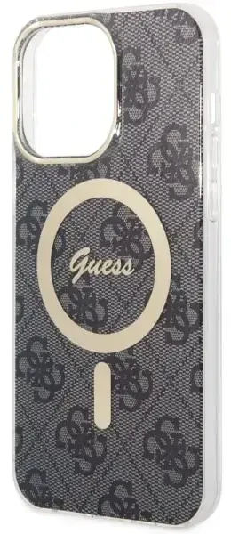 Guess GUHMP14XH4STK Apple iPhone 14 Pro Max 6.7″ juodos spalvos kietas dėklas 4G MagSafe