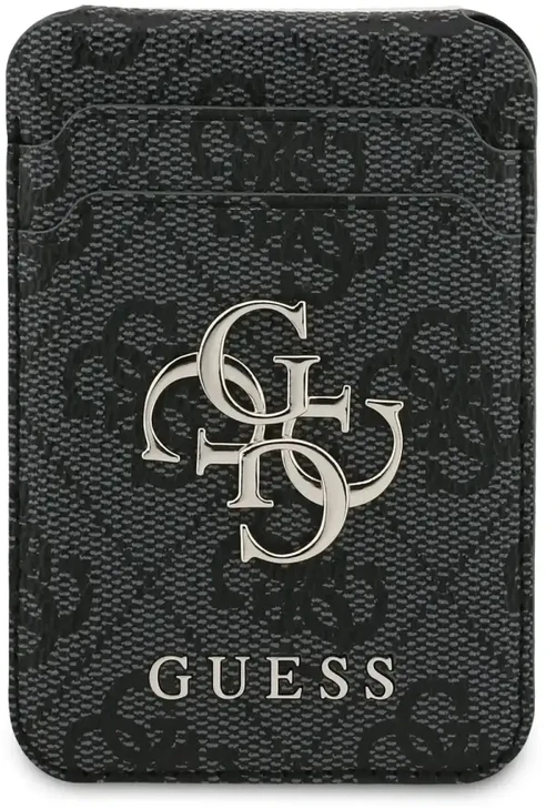 Dėklas Guess 4G Metal Logo MagSafe Cardslot Stand juodos spalvos