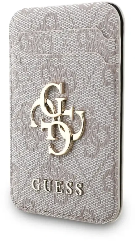 Dėklas Guess 4G Metal Logo MagSafe Cardslot Stand rožinės spalvos