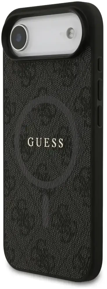 GUESS dėklas, skirtas IPHONE 17 Air, suderinamas su MagSafe GUHMP17MG4GFRK (PU 4G Ring Classic Logo) juodas