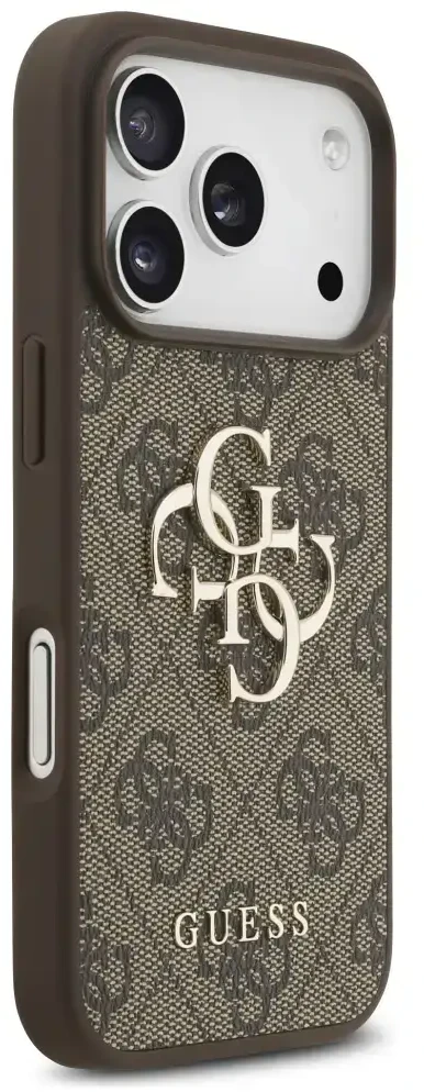 GUESS dėklas, skirtas IPHONE 17 Pro GUHCP17LP4GMGSW (PU su dirželiu 4G klasikinis logotipas) rudas