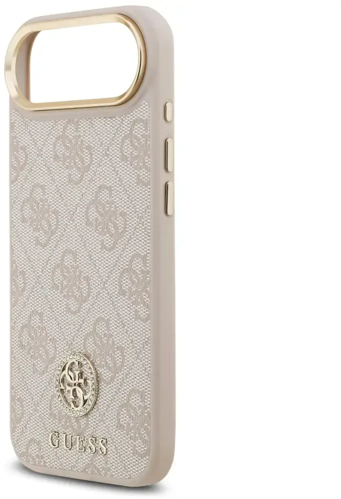 Guess 4G „Strass Logo & Big Strap“ telefono dėklas su MagSafe palaikymu, skirtas iPhone 17 Air, rožinis