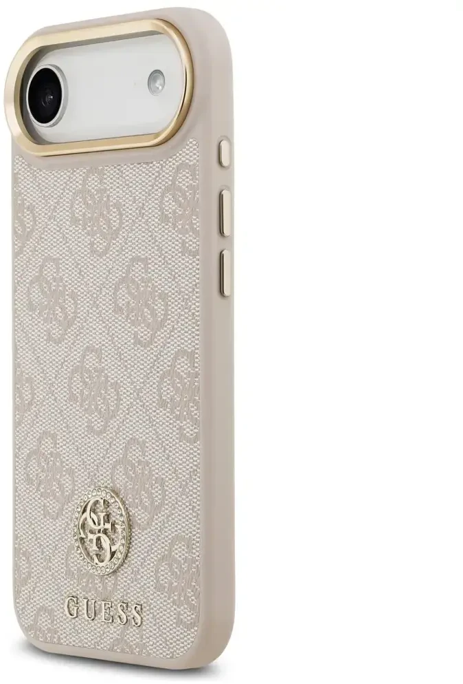 Guess 4G „Strass Logo & Big Strap“ telefono dėklas su MagSafe palaikymu, skirtas iPhone 17 Air, rožinis