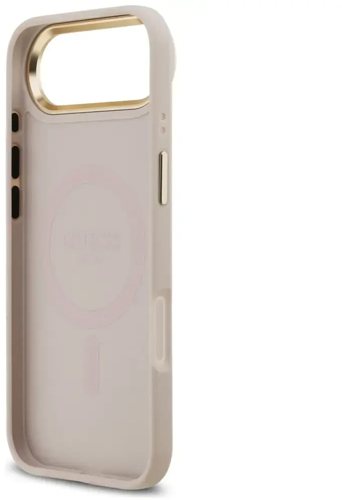 Guess 4G „Strass Logo & Big Strap“ telefono dėklas su MagSafe palaikymu, skirtas iPhone 17 Air, rožinis
