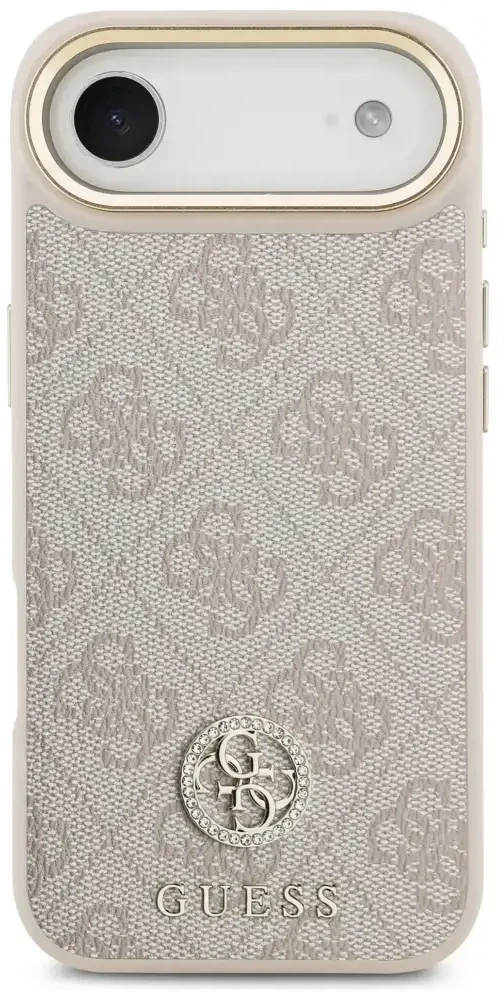 Guess 4G „Strass Logo & Big Strap“ telefono dėklas su MagSafe palaikymu, skirtas iPhone 17 Air, rožinis