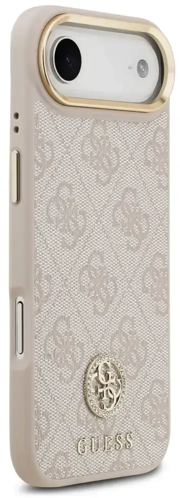 Guess 4G „Strass Logo & Big Strap“ telefono dėklas su MagSafe palaikymu, skirtas iPhone 17 Air, rožinis