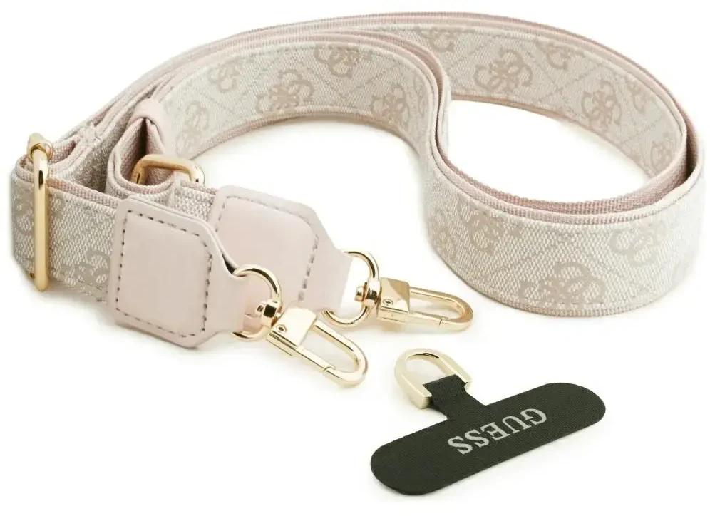 Guess 4G „Strass Logo & Big Strap“ telefono dėklas su MagSafe palaikymu, skirtas iPhone 17 Air, rožinis