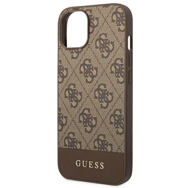 Dėklas GUESS Hardcase 4G Stripe Collection GUHCP14MG4GLBR galinis dangtelis, Apple, iPhone 14 Plus, ruda, 6,7 colio