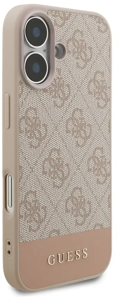 Guess 4G dryžuotas telefono dėklas iPhone 17, rožinis