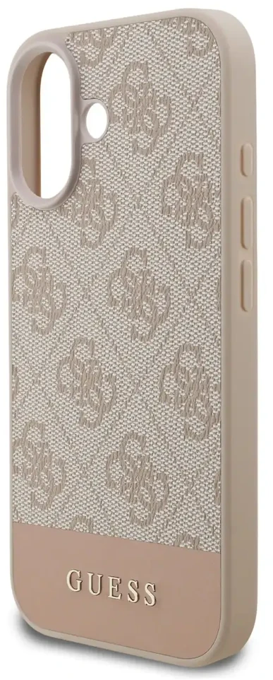 Guess 4G dryžuotas telefono dėklas iPhone 17, rožinis