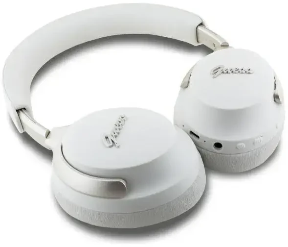 Guess ausinės su lankeliu ant galvos Bluetooth ANC GUBHC22PSFCSME smėlio spalvos Metal Script Logo