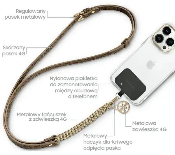 Dėklas Guess GUUC4MG4EW Universalus CBDY dirželis rudos/rudos spalvos 4G grandinėlė