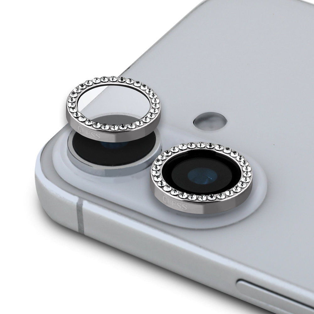 Guess Fixed Glliter lešio apsauga Apple iPhone 16/16 Plus Sidabrinis