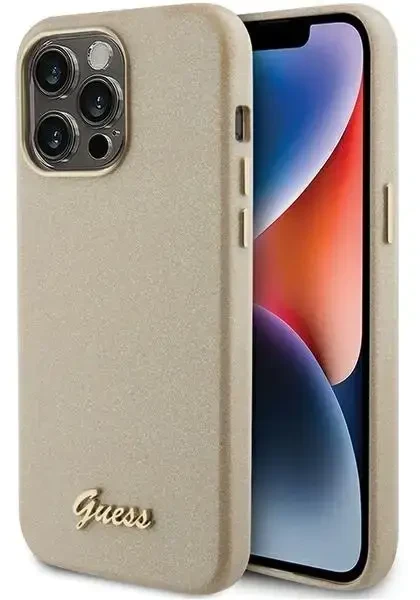 Dėklas GUESS GUHCP15XPGMCSD IPHONE 15 PRO MAX 6.7 "ZLOTY/LIGHT GOLD HARDCASE GLITTER GLOSSY SCRIPT