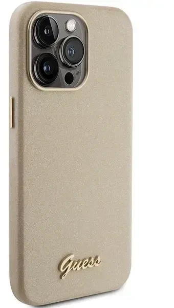 Dėklas GUESS GUHCP15XPGMCSD IPHONE 15 PRO MAX 6.7 "ZLOTY/LIGHT GOLD HARDCASE GLITTER GLOSSY SCRIPT