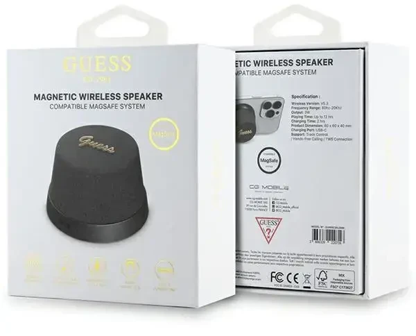 Guess Magnetic Script Metal Logo - Bluetooth garsiakalbis V5.3 juodas
