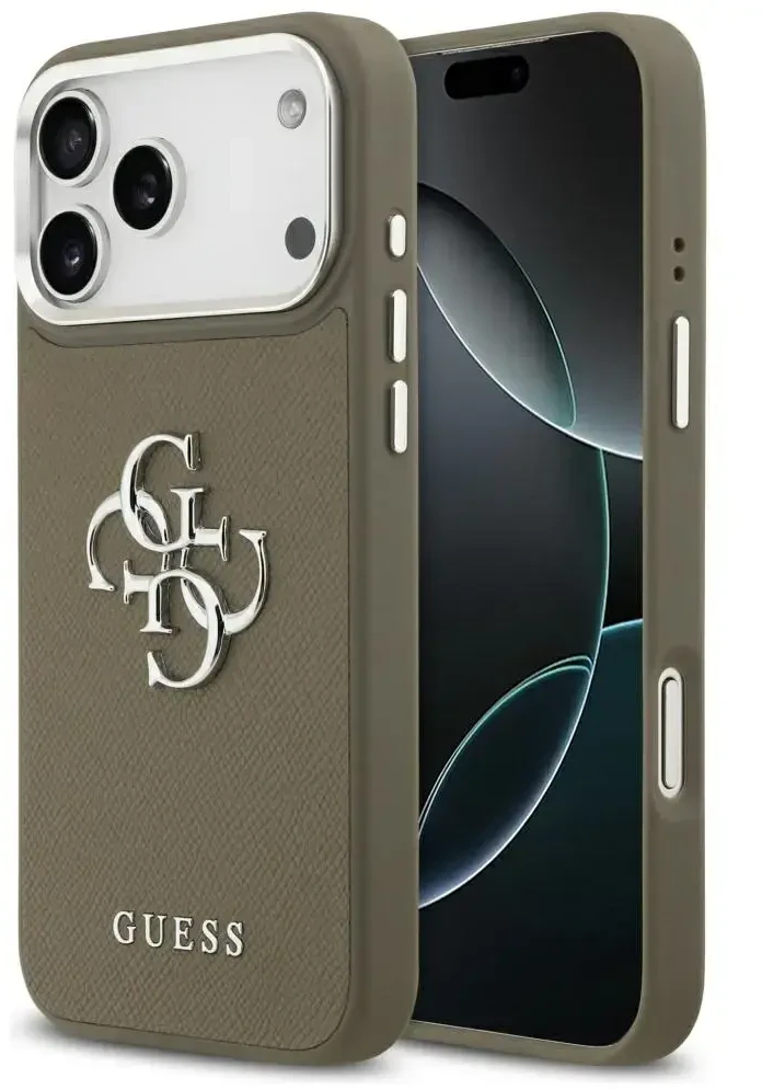 Guess Grained Big 4G Classic Logo - dėklas skirtas Apple iPhone 17 Pro Max ruda
