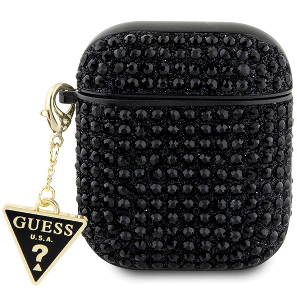 Apple AirPods Guess Hardcase Rhinestone Triangle (GUA2HDGTPK) ausinių dėklas juodos spalvos