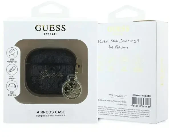 Guess 4G Charm Collection - dėklas skirtas AirPods 4 (Juodas)