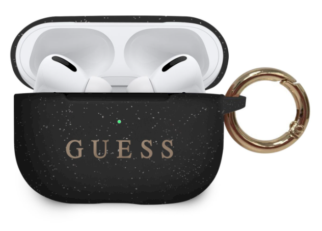 „Guess Ring“ silikoninis dėklas, skirtas „AirPods Pro“ – juodas ir auksinis