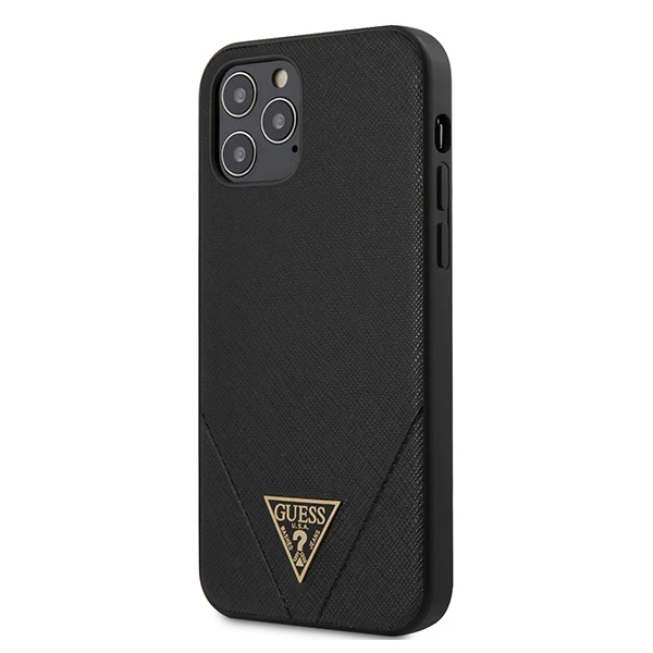 Telefono dėklas Guess GUHCP12MVSATMLBK Saffiano V Stitch Apple iPhone 12 / 12 Pro, juodas
