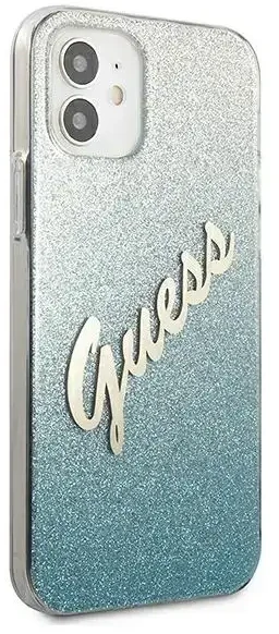 Apple iPhone 12 Mini Guess dėklas Glitter Gradient Script (GUHCP12SPCUGLSBL) mėlynos spalvos