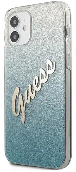 Apple iPhone 12 Mini Guess dėklas Glitter Gradient Script (GUHCP12SPCUGLSBL) mėlynos spalvos