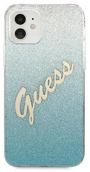Apple iPhone 12 Mini Guess dėklas Glitter Gradient Script (GUHCP12SPCUGLSBL) mėlynos spalvos
