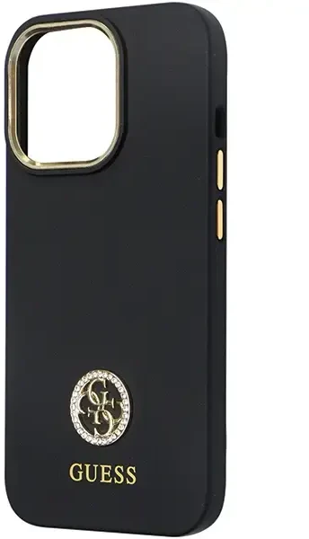 Dėklas GUESS GUHCP13LM4DGPK IPHONE 13 PRO / 13 6.1 "Juodas / Juodas HARDCASE SILICONE LOGO STRASS 4G