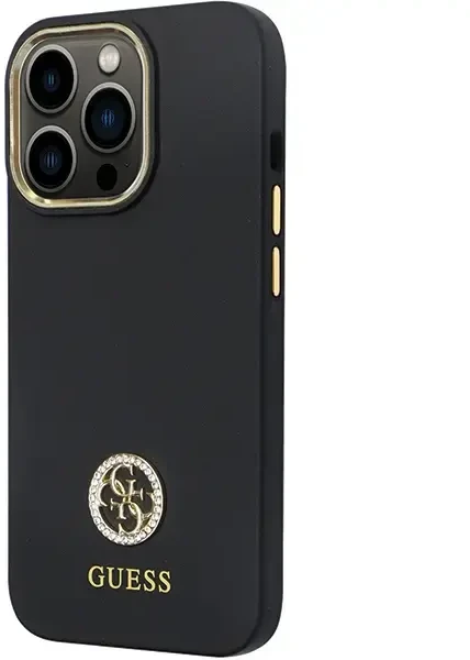 Dėklas GUESS GUHCP13LM4DGPK IPHONE 13 PRO / 13 6.1 "Juodas / Juodas HARDCASE SILICONE LOGO STRASS 4G