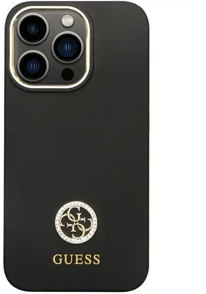 Dėklas GUESS GUHCP13LM4DGPK IPHONE 13 PRO / 13 6.1 "Juodas / Juodas HARDCASE SILICONE LOGO STRASS 4G