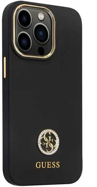 Dėklas GUESS GUHCP13LM4DGPK IPHONE 13 PRO / 13 6.1 "Juodas / Juodas HARDCASE SILICONE LOGO STRASS 4G