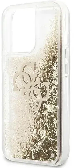 Guess GUHCP13XLG4GGO Apple iPhone 13 Pro Max 6,7″ auksinis kietas dėklas 4G Big Liquid Glitter