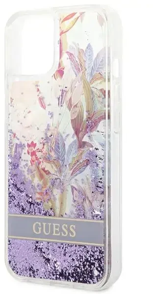 Dėklas GUESS GUHCP14MLFLSU IPHONE 14 PLUS / 15 PLUS 6.7 "PURPLE / PURPLE HARDCASE FLOWER LIQUID GLITTER