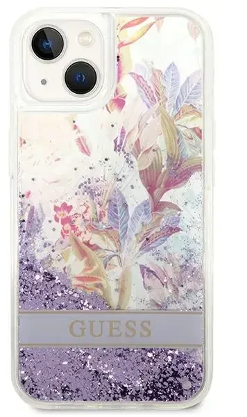 Dėklas GUESS GUHCP14MLFLSU IPHONE 14 PLUS / 15 PLUS 6.7 "PURPLE / PURPLE HARDCASE FLOWER LIQUID GLITTER