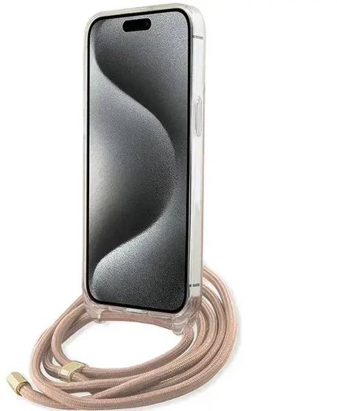 Dėklas GUESS GUHCP15LHC4SEP IPHONE 15 PRO 6.1 "Rožinis/Rožinis HARDCASE CROSSBODY CORD 4G PRINT