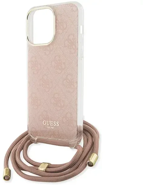 Dėklas GUESS GUHCP15LHC4SEP IPHONE 15 PRO 6.1 "Rožinis/Rožinis HARDCASE CROSSBODY CORD 4G PRINT