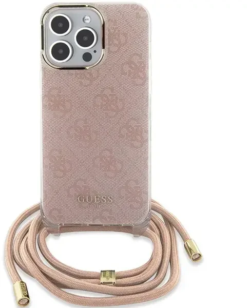 Dėklas GUESS GUHCP15LHC4SEP IPHONE 15 PRO 6.1 "Rožinis/Rožinis HARDCASE CROSSBODY CORD 4G PRINT