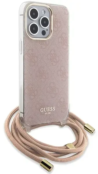 Dėklas GUESS GUHCP15LHC4SEP IPHONE 15 PRO 6.1 "Rožinis/Rožinis HARDCASE CROSSBODY CORD 4G PRINT