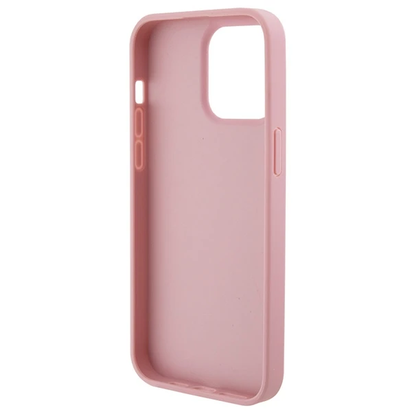 Apple iPhone 15 Pro Guess Hardcase Leather 4G Stamped (GUHCP15LP4EPMP) dėklas telefonui rožinės spalvos