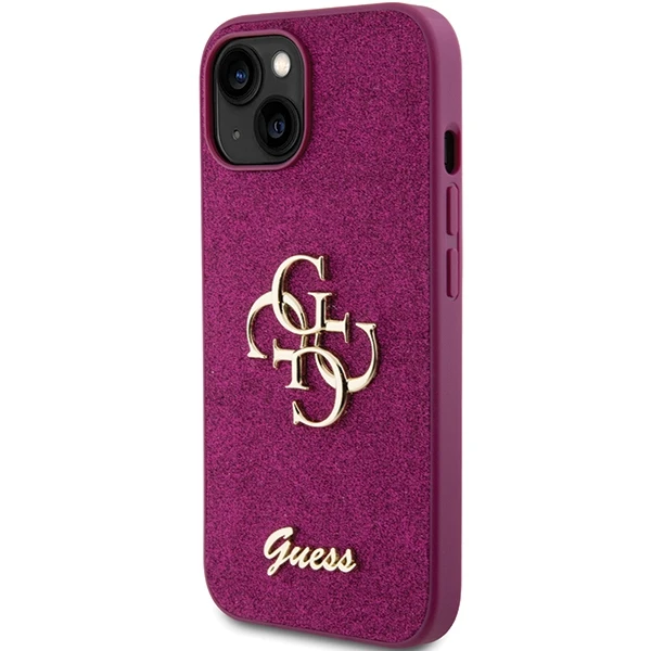 Apple iPhone 15 Guess dėklas Glitter Script Big 4G (Guhcp15shg4sgu) violetinės spalvos