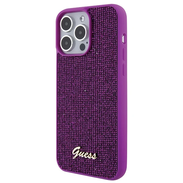 GUESS GUHCP15XPMSDGSF IPHONE 15 PRO MAX 6.7" FUKSJA/FUKSIJA kietas dėklas DISCO METAL SCRIPT