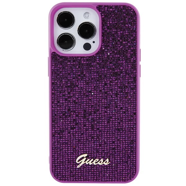 GUESS GUHCP15XPMSDGSF IPHONE 15 PRO MAX 6.7" FUKSJA/FUKSIJA kietas dėklas DISCO METAL SCRIPT